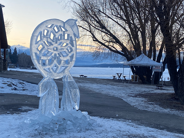 Dreamcatcher ice sculpture in Invermere BC