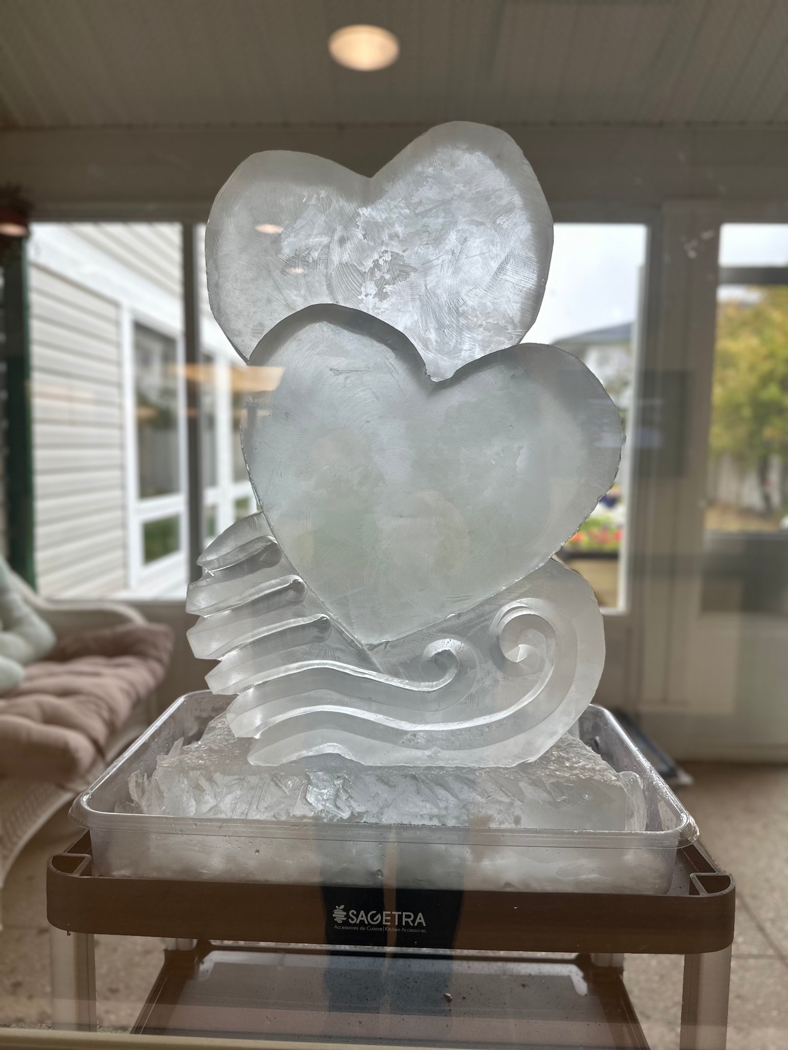 Hearts ice sculpture — a Random Act of Carving
