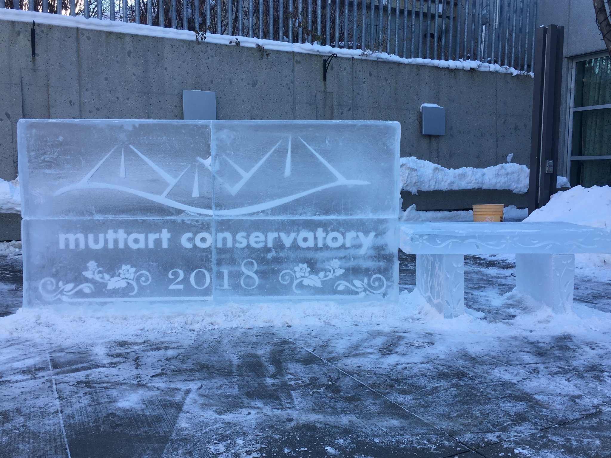 Muttart Conservatory logo ice sculpture